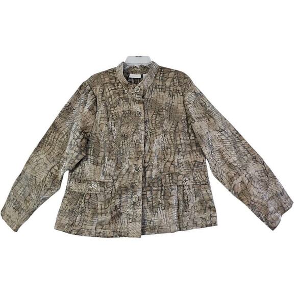 Chico's PYTHON PRINCESS MARCELA PATTERN Shimmer Lightweight JACKET 3(16) NWT$129 - Picture 1 of 16